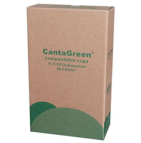 CantaGreen compostable cups box, 11.5 oz, 50 count.