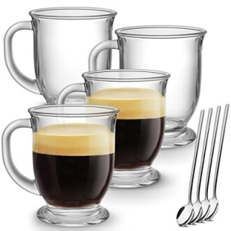 Mfacoy Glass Coffee Mugs Set of 4