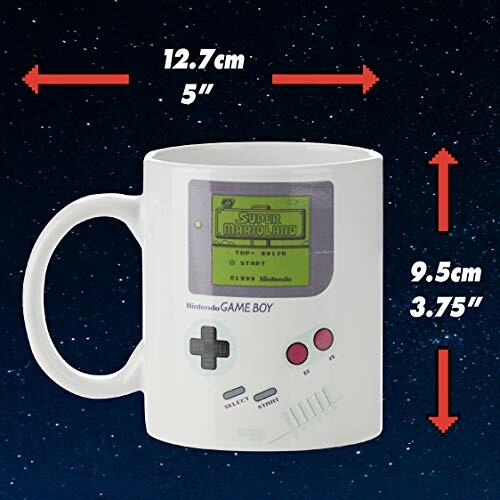 Mug with retro gaming console design and measurements