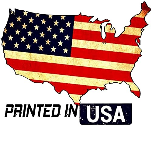 USA map with American flag design and 'Printed in USA' text